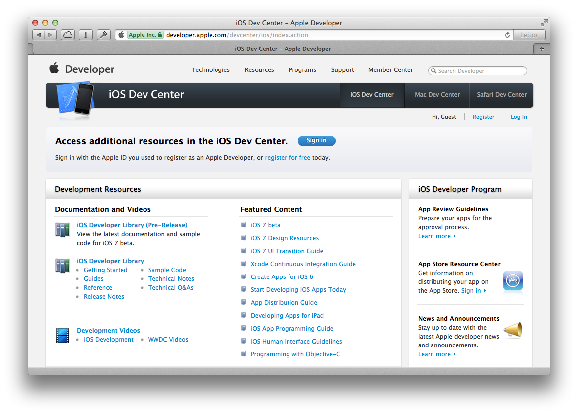 Apple Dev Center de volta ao Ar - CocaTech