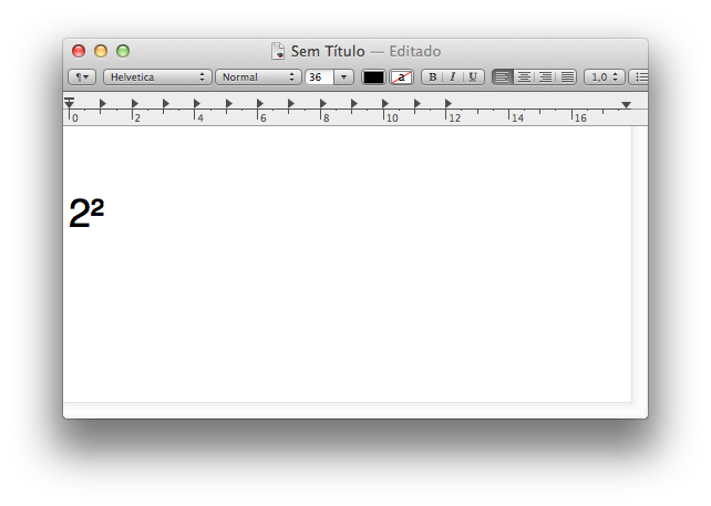 Como colocar o numero acima do outro 2² 